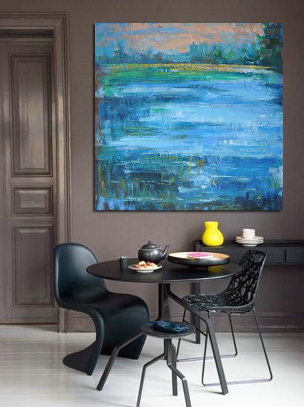 Original Abstract Painting Extra Large Canvas Art,Oversized Abstract Landscape Oil Painting,Original Abstract Painting Canvas Art,Blue,Green,Yellow,Nude.etc